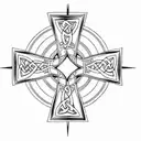 celtic cross compass rose tattoo design idea