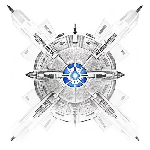 jedi fighter ship of obi wan kenobi in star wars top view on forearm tattoo design idea