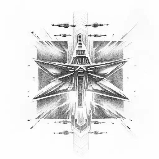 jedi fighter ship of obi wan kenobi in star wars top view on forearm tattoo design idea