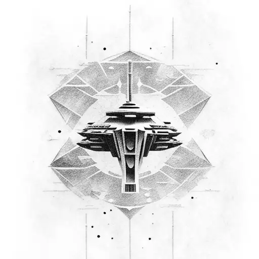 jedi fighter ship of obi wan kenobi in star wars top view on forearm tattoo design idea