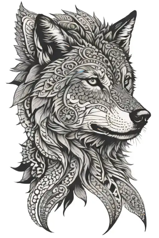 wolf mandala design tattoo design idea