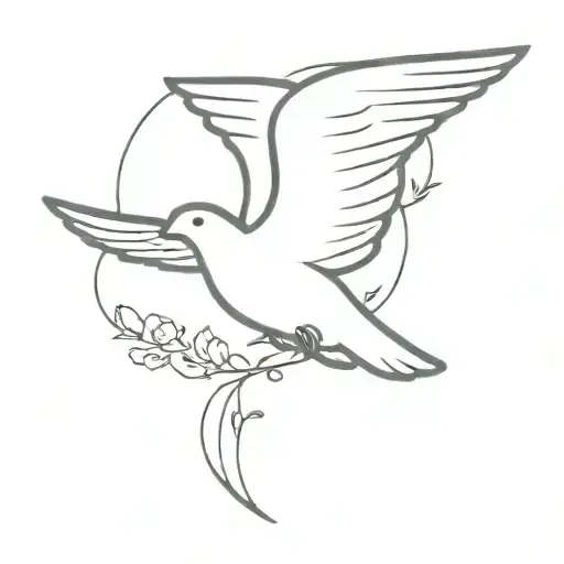 cross and dove flying tattoo design idea