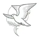 cross and dove flying tattoo design idea