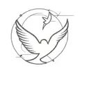 cross and dove flying tattoo design idea