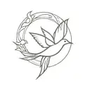 cross and dove flying tattoo design idea