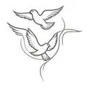 cross and dove flying tattoo design idea