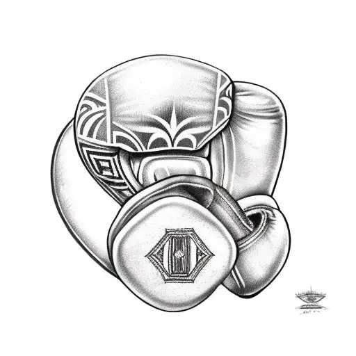 A Samoan tribal design incorporating boxing gloves, musical instruments, and a vintage V8 car tattoo design idea