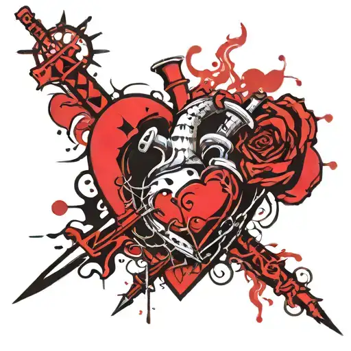 heart and dagger tattoo design idea