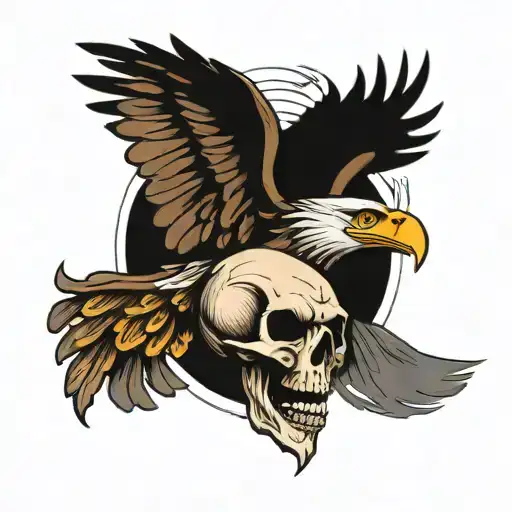 eagle skull with angel wings tattoo design idea