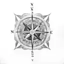 compass with cross tattoo design idea