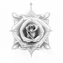 Christian Cross with Rose tattoo design idea