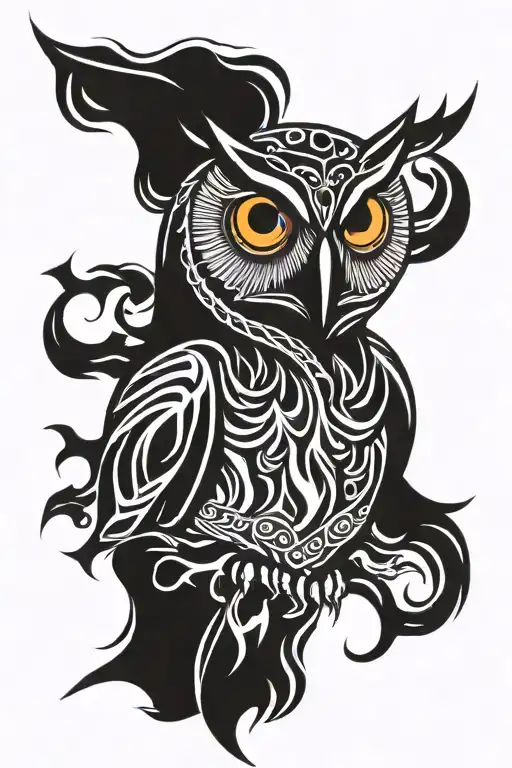 owl screaming on fire tattoo design idea