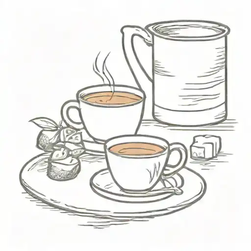 tea and toast in a stamp tattoo design idea