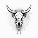 Buffalo skull with sword through it vertically tattoo design idea