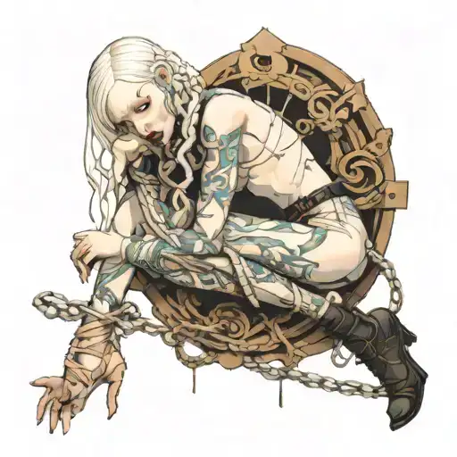 albino girl in bondage tattoo design idea