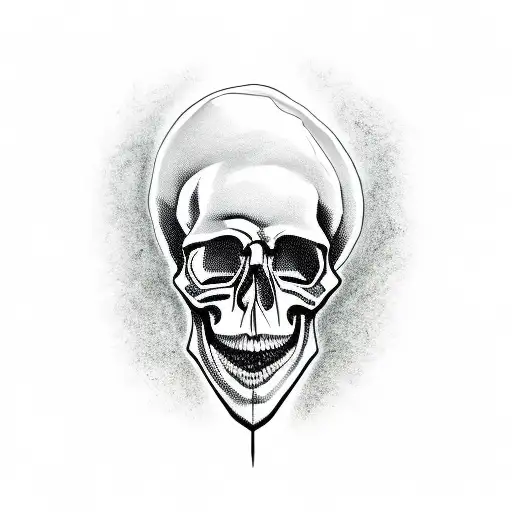Skull morphing into a haunted mansion tattoo design idea
