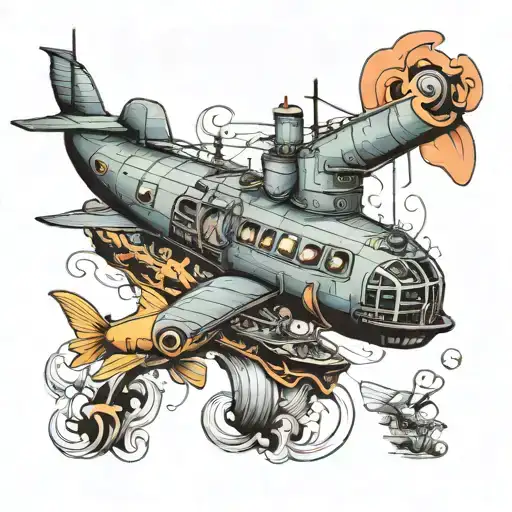 submarine nautical sleeve tattoo design idea