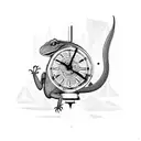 Lizard trapped in a Broken modern clock  tattoo design idea