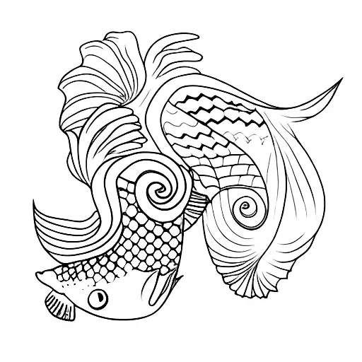 two betta fish tattoo design idea