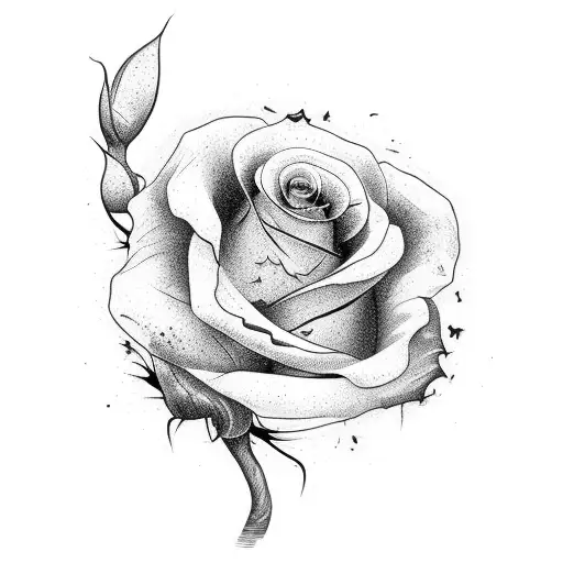 a rotten rose in a broken glass vase tattoo design idea