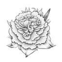 Sun, carnations, lilac, and a day lily tattoo design idea