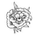 Sun, carnations, lilac, and a day lily tattoo design idea