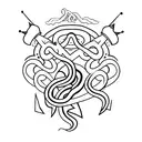 snake with dagger tattoo design idea