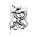 snake with dagger tattoo design idea