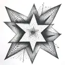 star, four sided, dot work, minimal, faded, double star, depth tattoo design idea