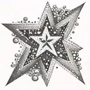 star, four sided, dot work, minimal, faded, double star, depth tattoo design idea