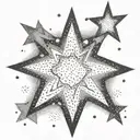 star, four sided, dot work, minimal, faded, double star, depth tattoo design idea