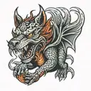 wolf devil dangerous dragon flying tattoo design idea