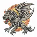 wolf devil dangerous dragon flying tattoo design idea