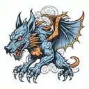 wolf devil dangerous dragon flying tattoo design idea