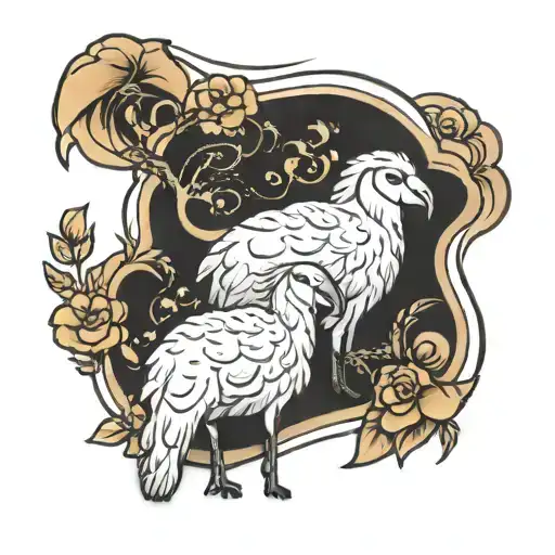 simple sheep and cockatoo   tattoo design idea