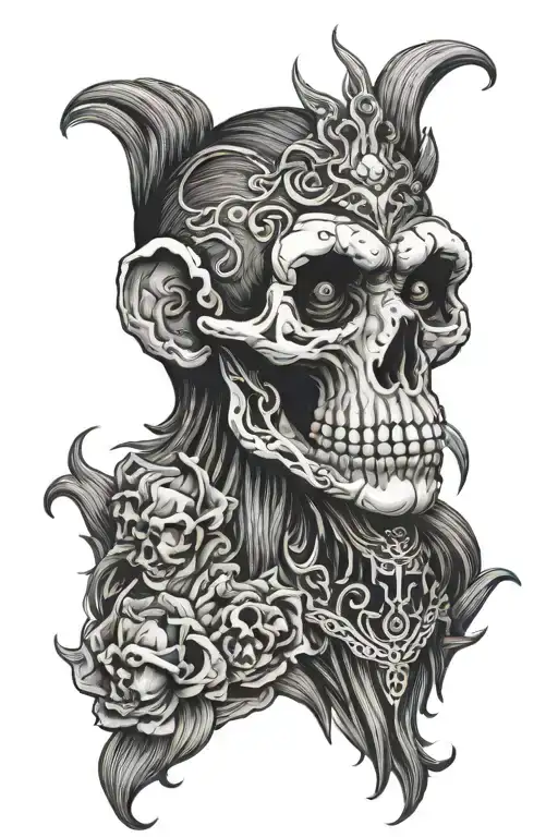 monkey skull tattoo design idea