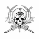 calavera y ancla piratas del caribe  tattoo design idea
