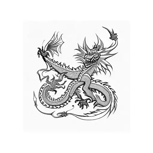 Traditional Ukrainian embroidery pattern with a dragon twist tattoo design idea