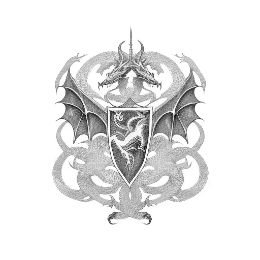 A dragon-inspired Ukrainian coat of arms design for the shoulder tattoo design idea