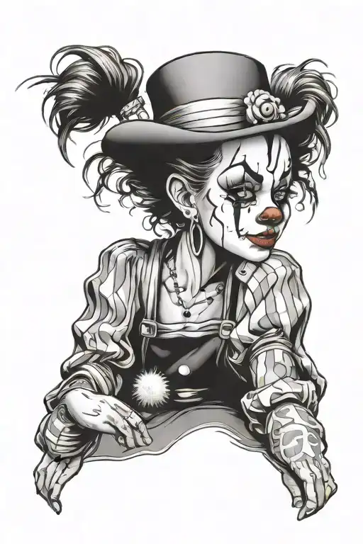 cholo style girl clown crying pretty Las Vegas themed tattoo design idea