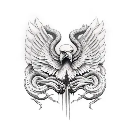 Eagle grabbing a snake tattoo design idea