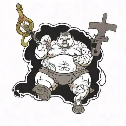 Fat guy losing weight scale tattoo design idea