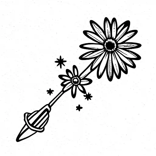 Daisies and a satellite tattoo design idea