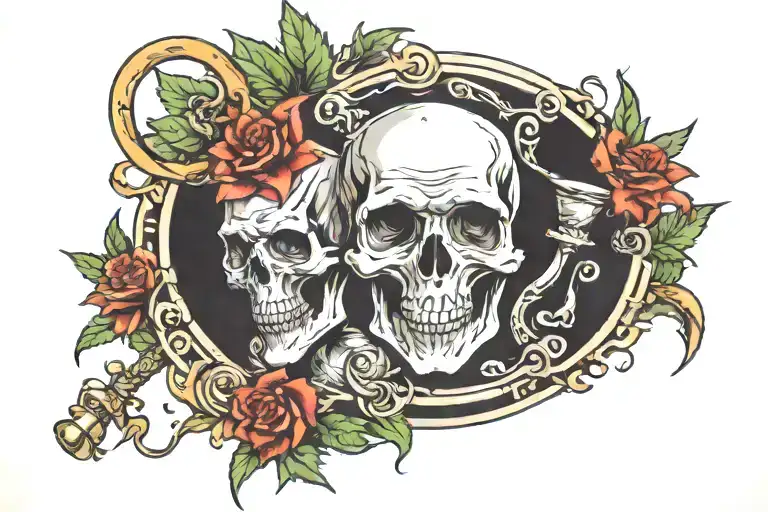 bong panicked face cannabis dead linkin park hourglass cross evil tattoo design idea