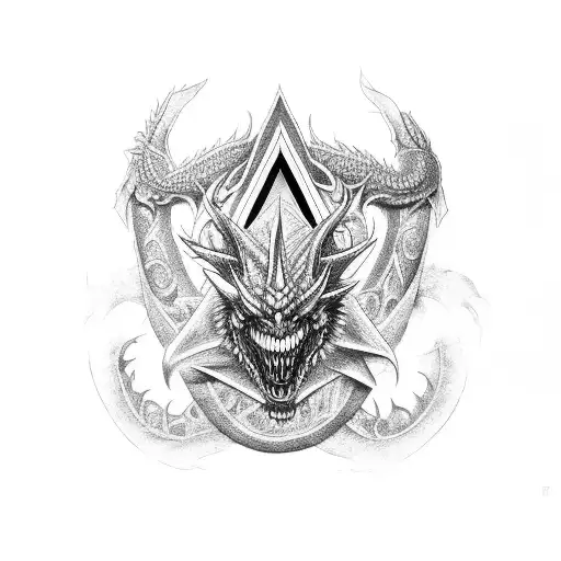 ragnarok illuminati dragon tattoo design idea