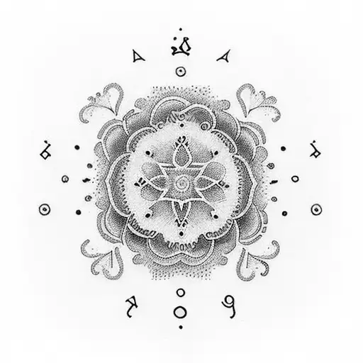 An intricate dotwork tattoo featuring the dates '25/01/1972' and '22/06/1948' in a stylish and meaningful design, representing the important birthdays of your mother and grandmother. tattoo design idea