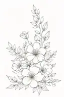 flower bouquet fine line tattoo design idea