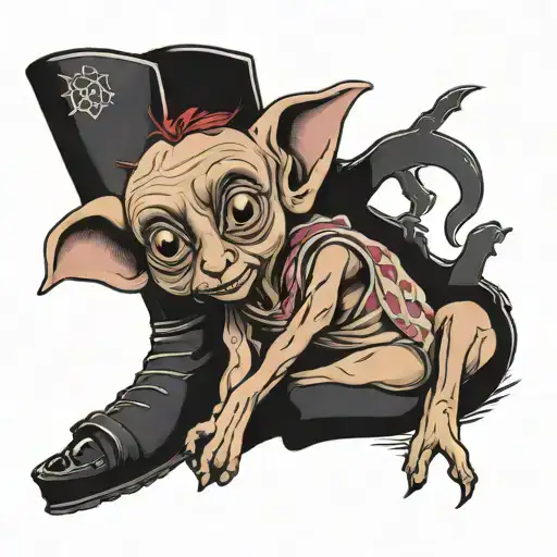 dobby ontop of socks  tattoo design idea