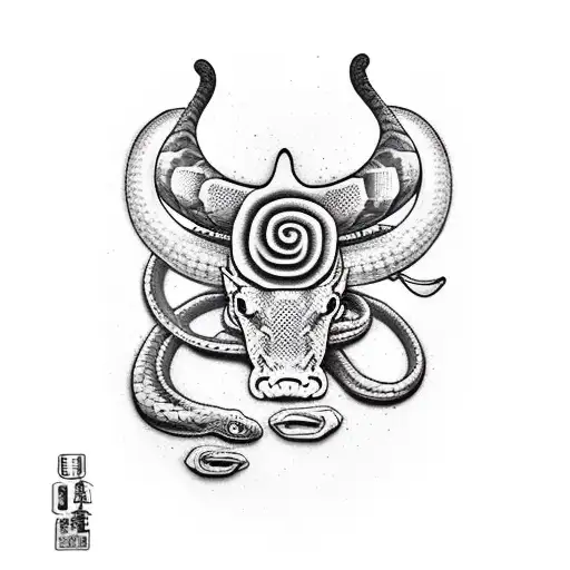 cowboy riding a rattle snake tattoo design idea