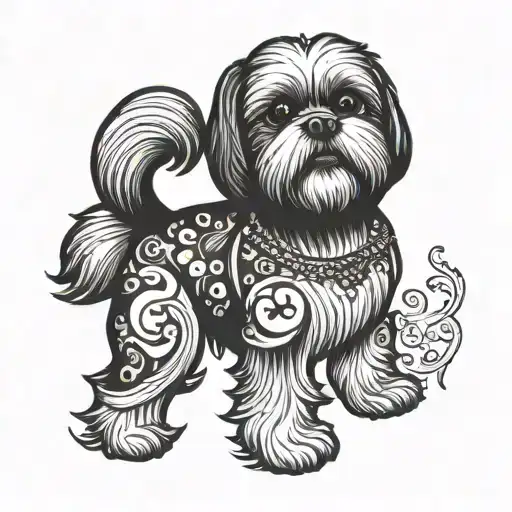 shih tzu cartoon tattoo design idea